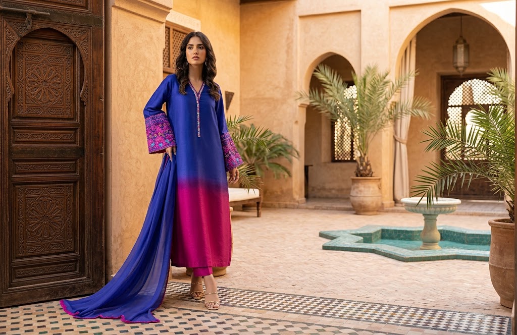 LULUSAR UNSTITCHED 3 PIECE SILK DRESS