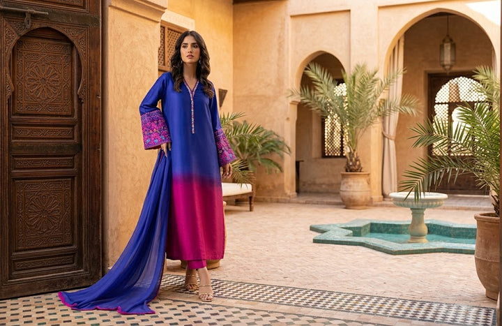 LULUSAR UNSTITCHED 3 PIECE SILK DRESS