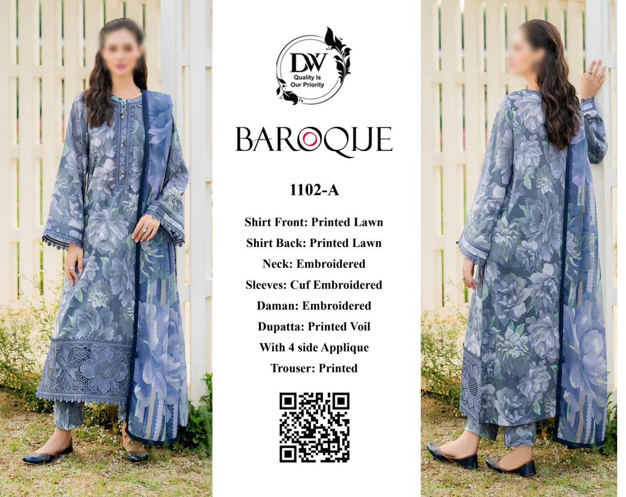 SUMMER LAWN COLLECTION BAROQUE UNSTITCHED 3 PIECE