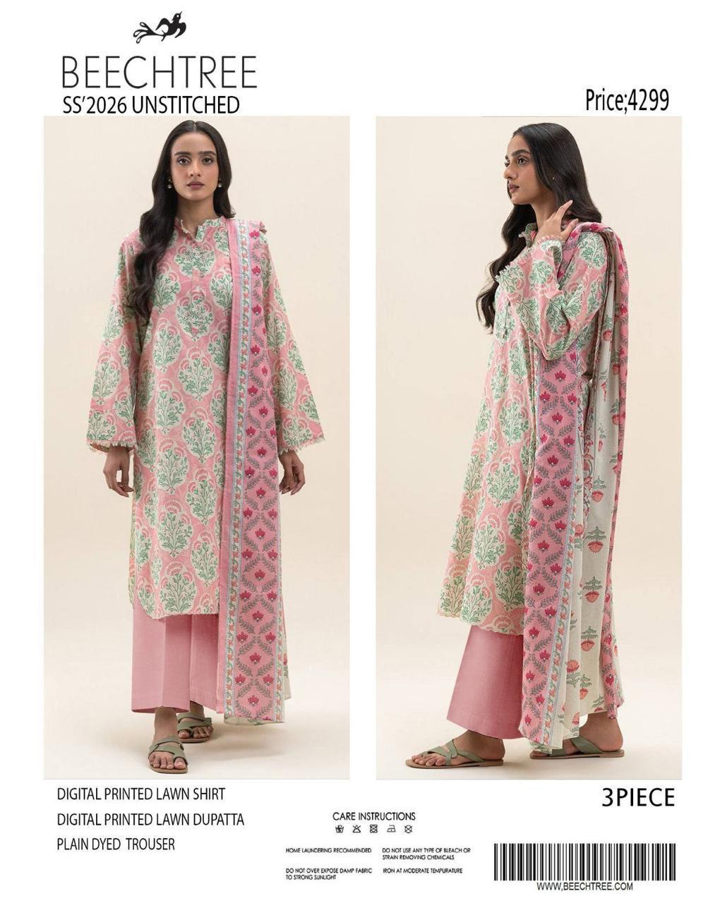 SUMMER LAWN COLLECTION BEECHTREE 3 PIECE UNSTITCHED DIGITAL BEAUTIFUL DIFFERENT PRINTS