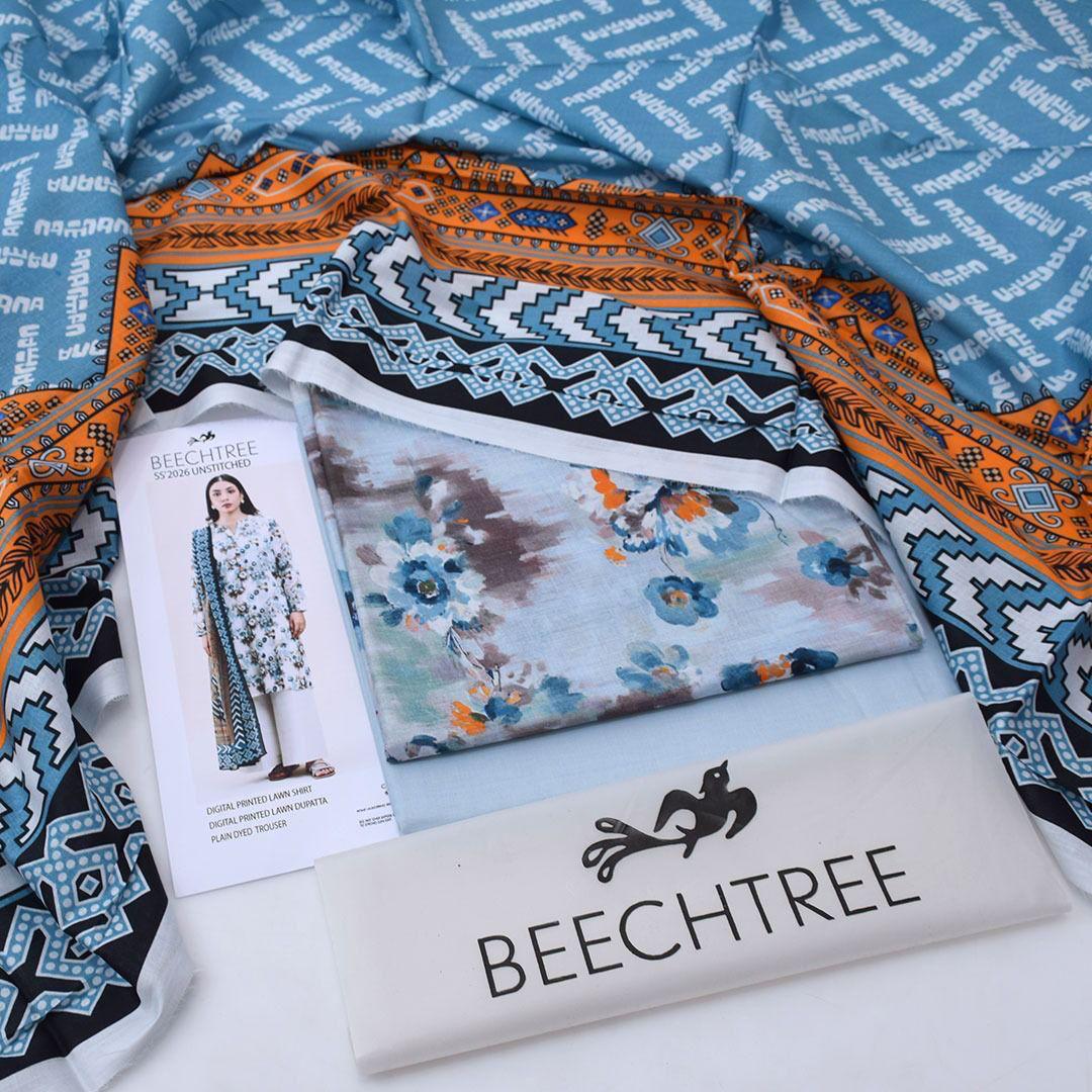 SUMMER LAWN COLLECTION BEECHTREE 3 PIECE UNSTITCHED DIGITAL BEAUTIFUL DIFFERENT PRINTS