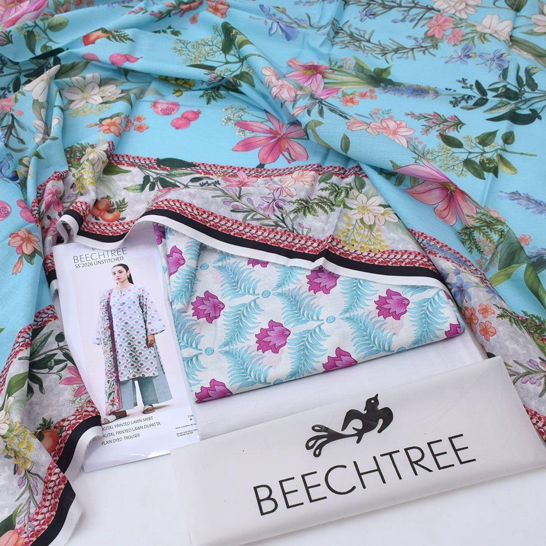 SUMMER LAWN COLLECTION BEECHTREE 3 PIECE UNSTITCHED DIGITAL BEAUTIFUL DIFFERENT PRINTS