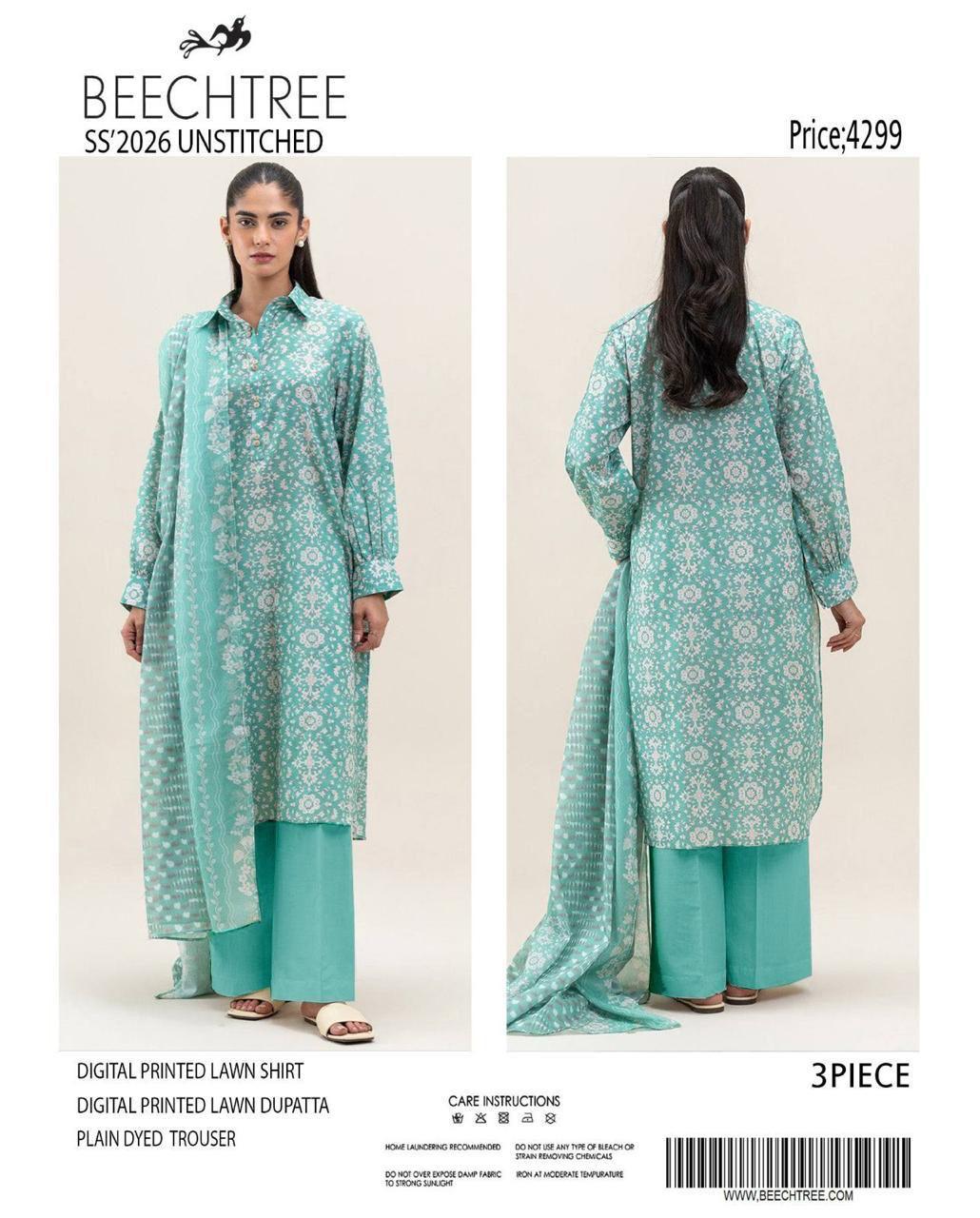 SUMMER LAWN COLLECTION BEECHTREE 3 PIECE UNSTITCHED DIGITAL BEAUTIFUL DIFFERENT PRINTS