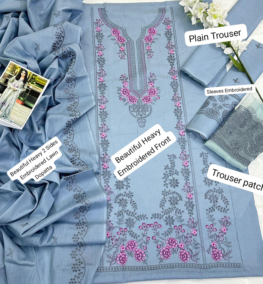 Summer Collection MUSHQ unstitched 3 piece lawn dress