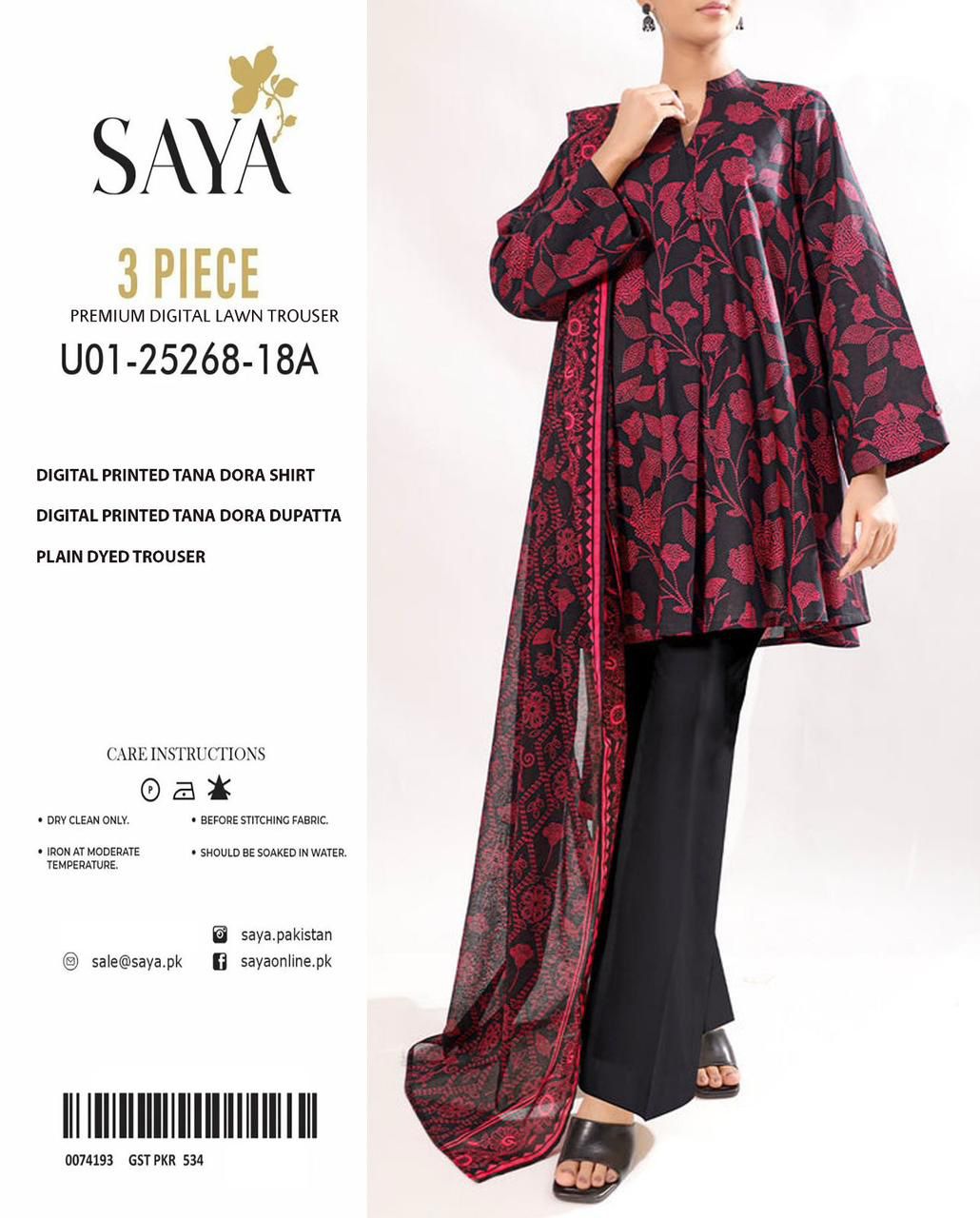 SUMMER LAWN COLLECTION SAYA BRAND UNSTITCHED 3 PIECE