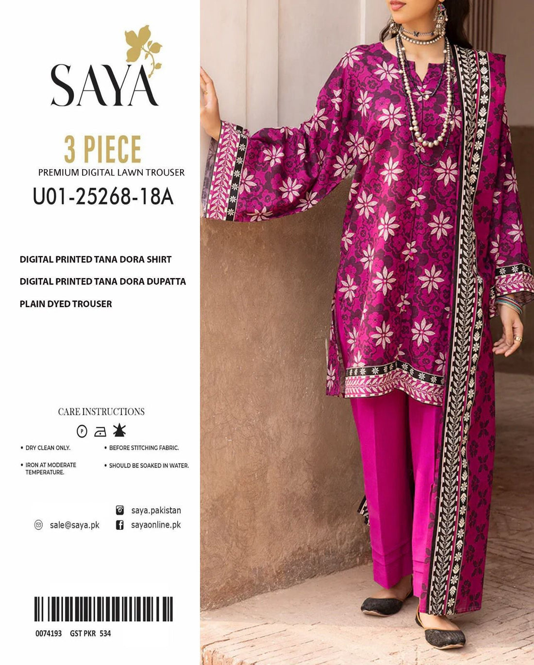 SUMMER LAWN COLLECTION SAYA BRAND UNSTITCHED 3 PIECE