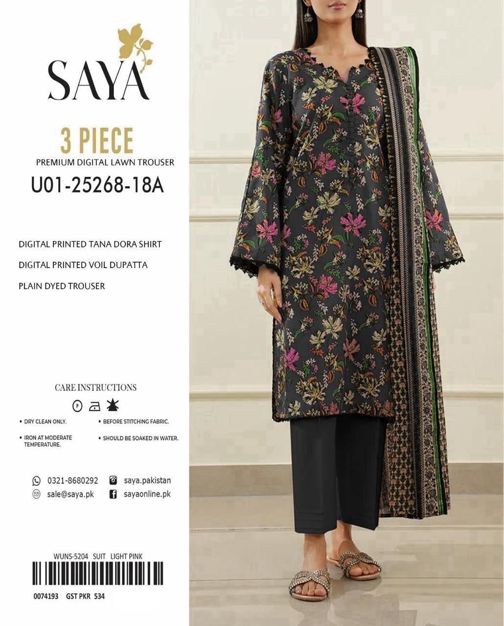 SUMMER LAWN COLLECTION SAYA BRAND UNSTITCHED 3 PIECE