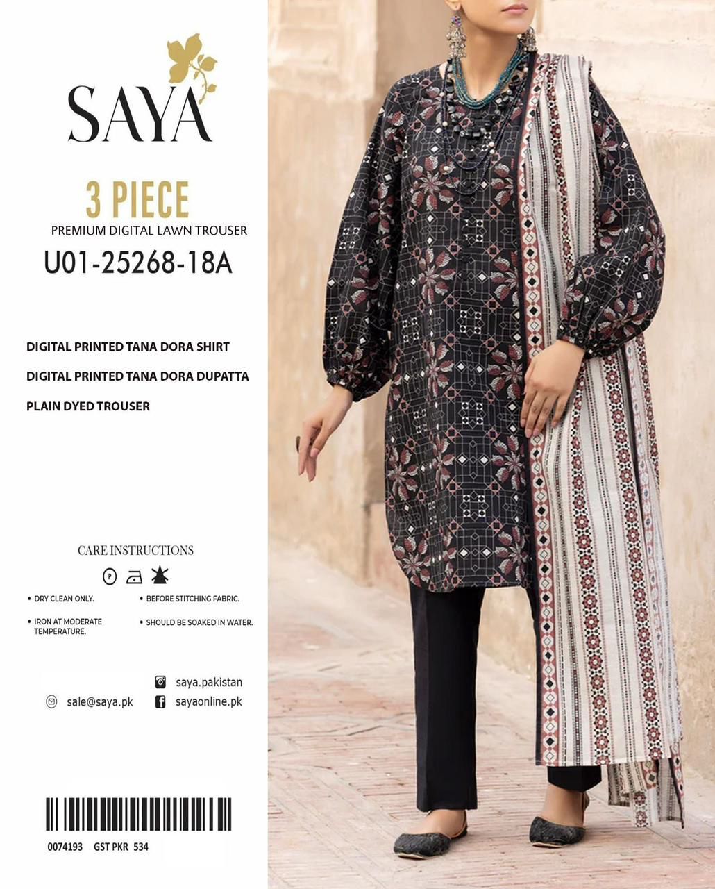 SUMMER LAWN COLLECTION SAYA BRAND UNSTITCHED 3 PIECE