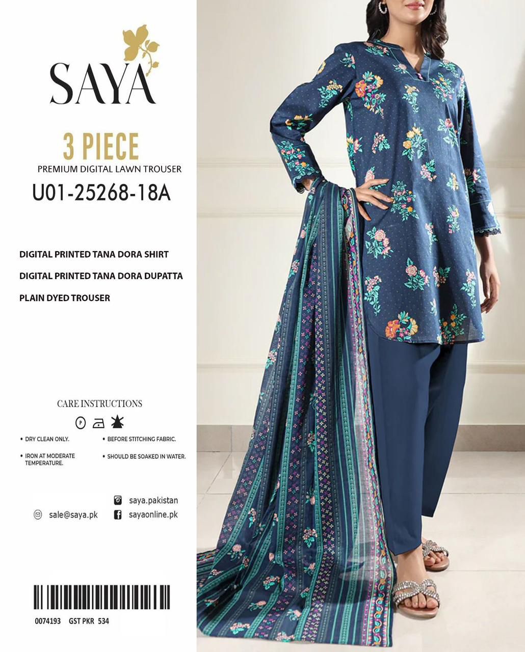 SUMMER LAWN COLLECTION SAYA BRAND UNSTITCHED 3 PIECE