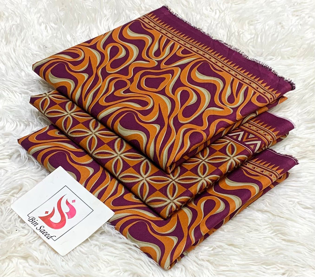 SUMMER LAWN COLLECTION  BIN SAEED BRAND UNSTITCHED BEAUTIFUL DIFFERENT PRINTED 3 PIECE