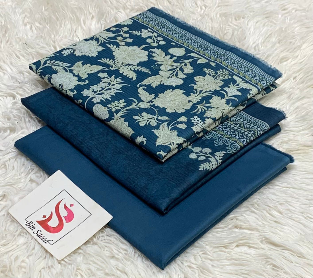 SUMMER LAWN COLLECTION  BIN SAEED BRAND UNSTITCHED BEAUTIFUL DIFFERENT PRINTED 3 PIECE