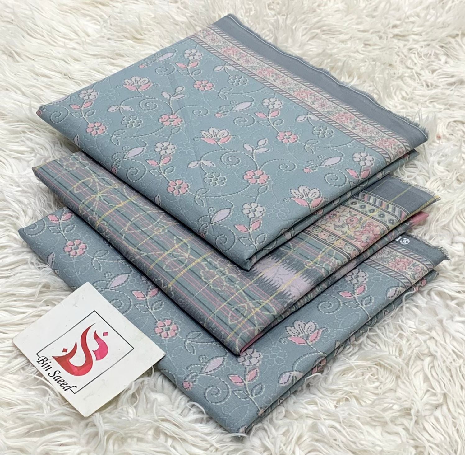 SUMMER LAWN COLLECTION  BIN SAEED BRAND UNSTITCHED BEAUTIFUL DIFFERENT PRINTED 3 PIECE