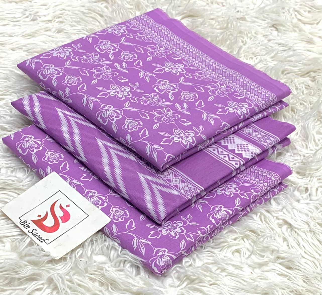 SUMMER LAWN COLLECTION  BIN SAEED BRAND UNSTITCHED BEAUTIFUL DIFFERENT PRINTED 3 PIECE