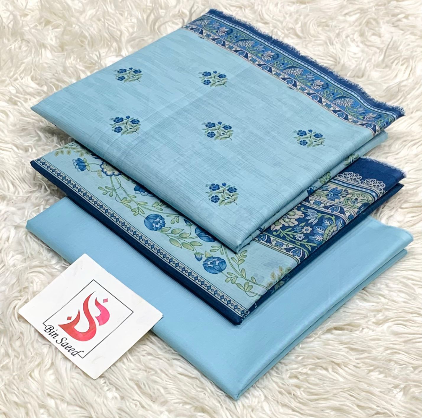 SUMMER LAWN COLLECTION  BIN SAEED BRAND UNSTITCHED BEAUTIFUL DIFFERENT PRINTED 3 PIECE