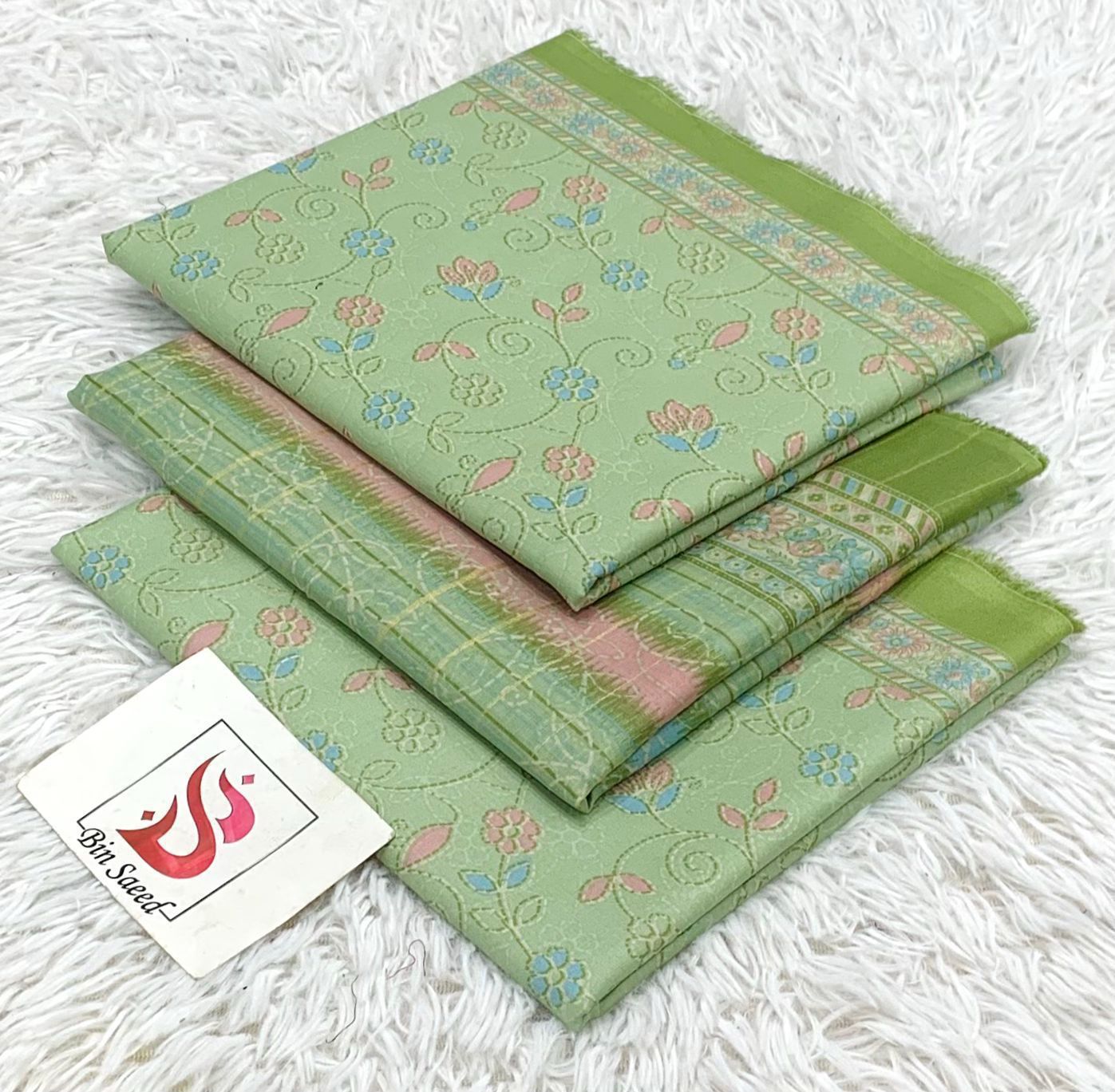 SUMMER LAWN COLLECTION  BIN SAEED BRAND UNSTITCHED BEAUTIFUL DIFFERENT PRINTED 3 PIECE