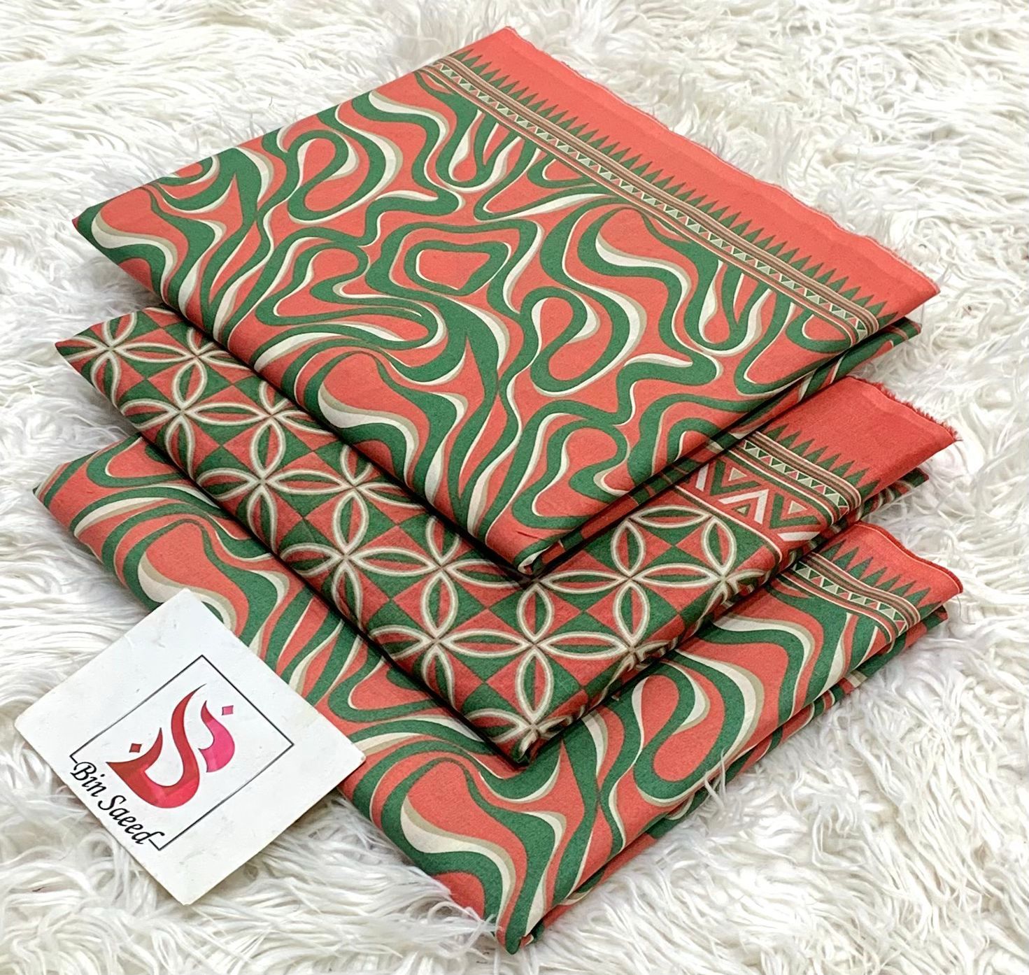 SUMMER LAWN COLLECTION  BIN SAEED BRAND UNSTITCHED BEAUTIFUL DIFFERENT PRINTED 3 PIECE