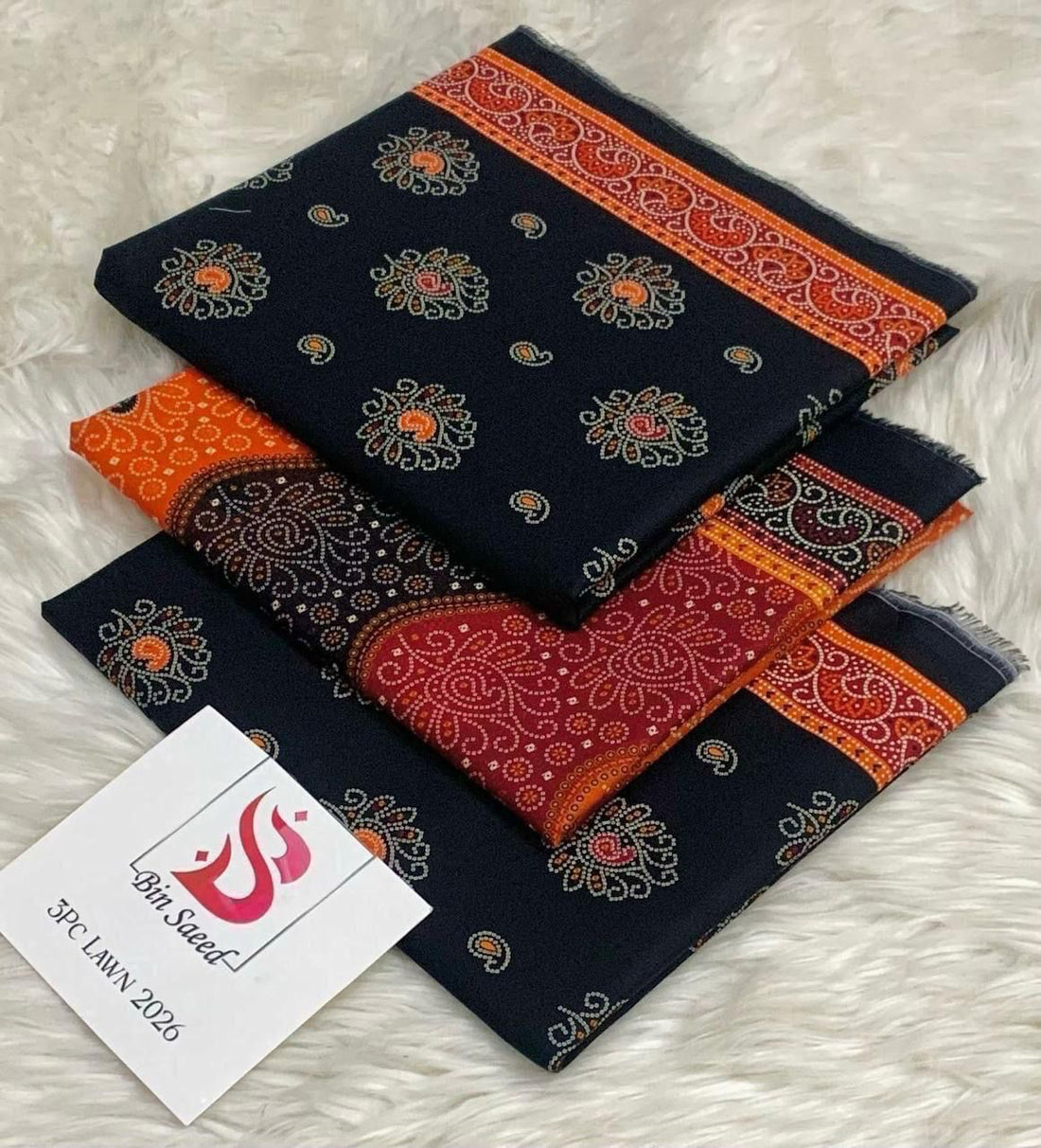 SUMMER LAWN COLLECTION  BIN SAEED BRAND UNSTITCHED BEAUTIFUL DIFFERENT PRINTED 3 PIECE