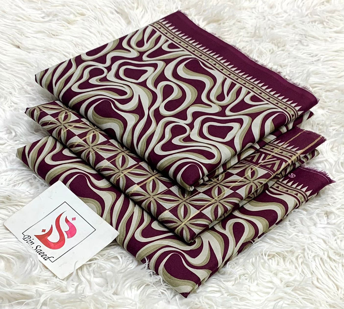 SUMMER LAWN COLLECTION  BIN SAEED BRAND UNSTITCHED BEAUTIFUL DIFFERENT PRINTED 3 PIECE