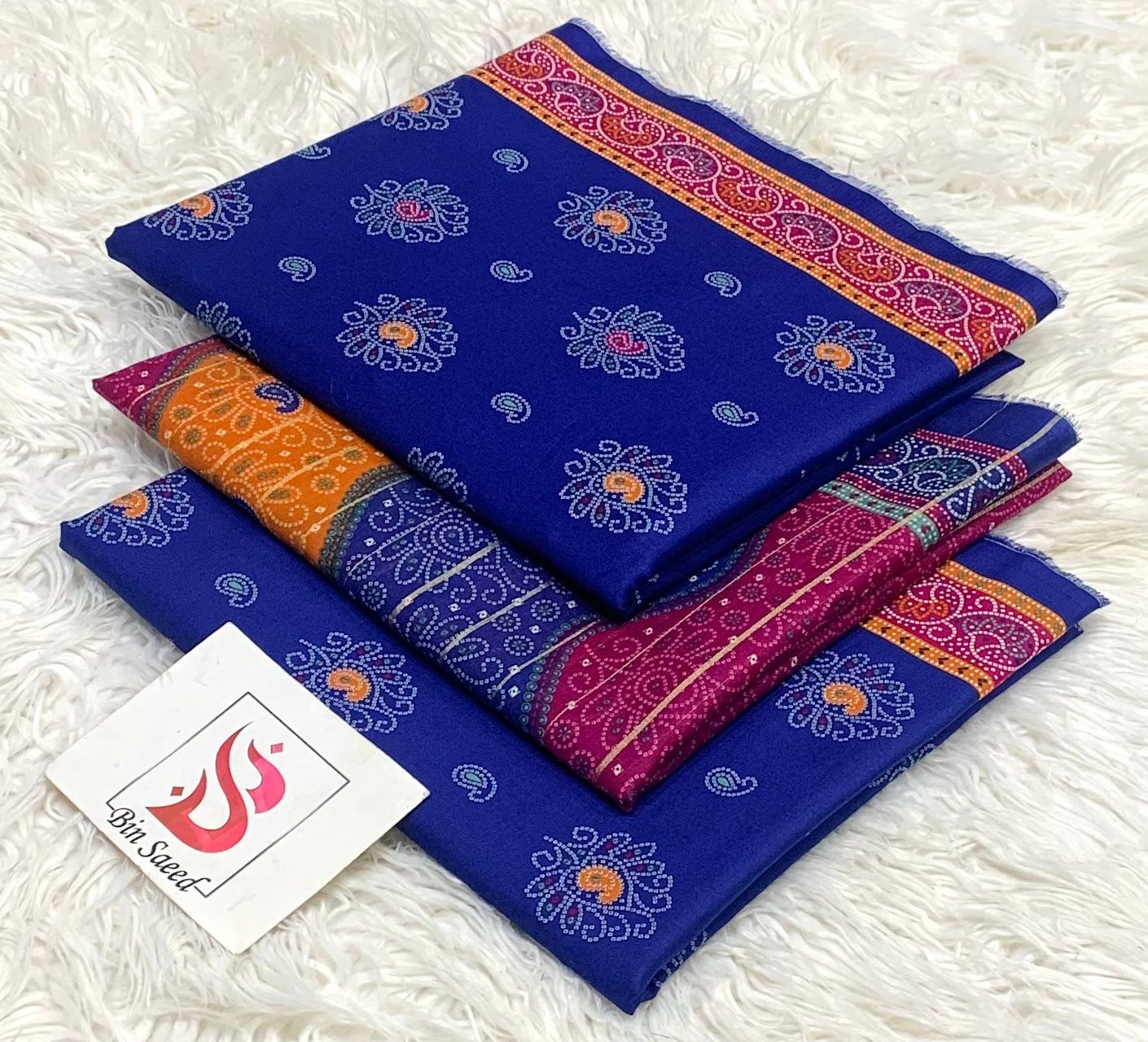 SUMMER LAWN COLLECTION  BIN SAEED BRAND UNSTITCHED BEAUTIFUL DIFFERENT PRINTED 3 PIECE