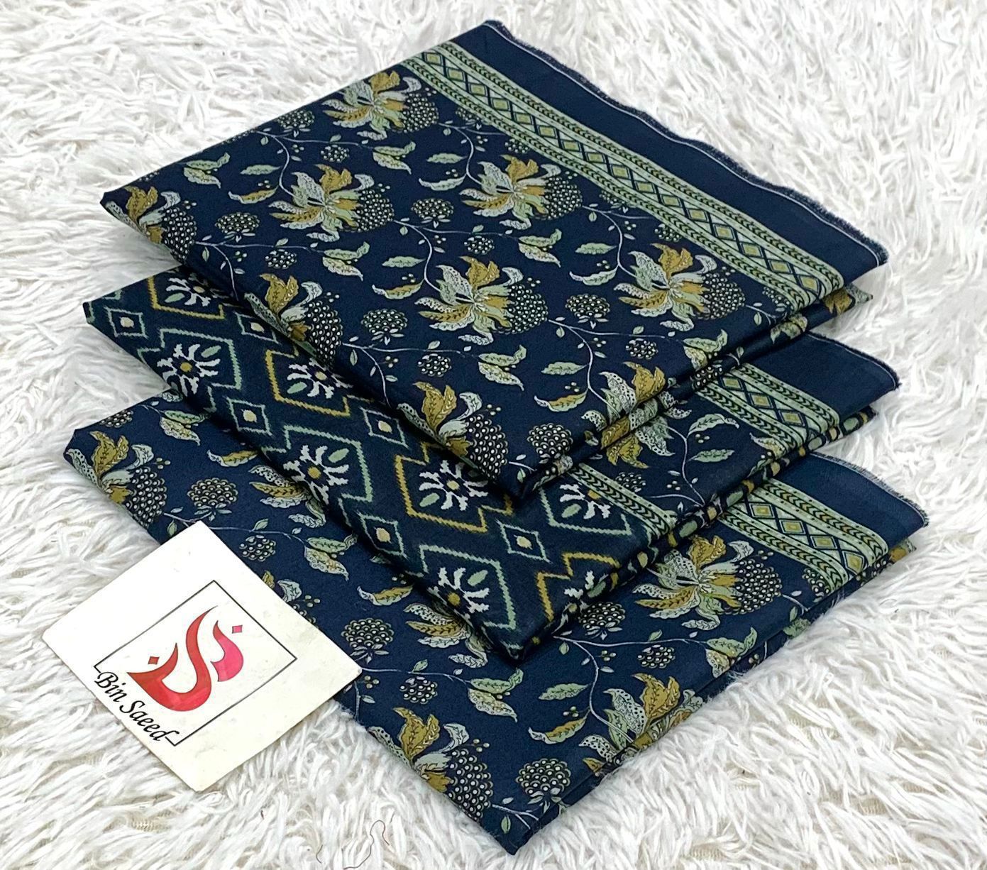 SUMMER LAWN COLLECTION  BIN SAEED BRAND UNSTITCHED BEAUTIFUL DIFFERENT PRINTED 3 PIECE