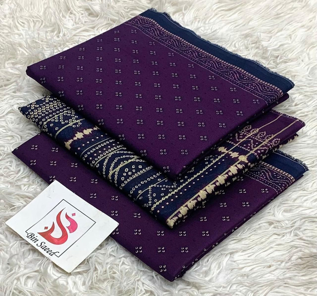 SUMMER LAWN COLLECTION  BIN SAEED BRAND UNSTITCHED BEAUTIFUL DIFFERENT PRINTED 3 PIECE