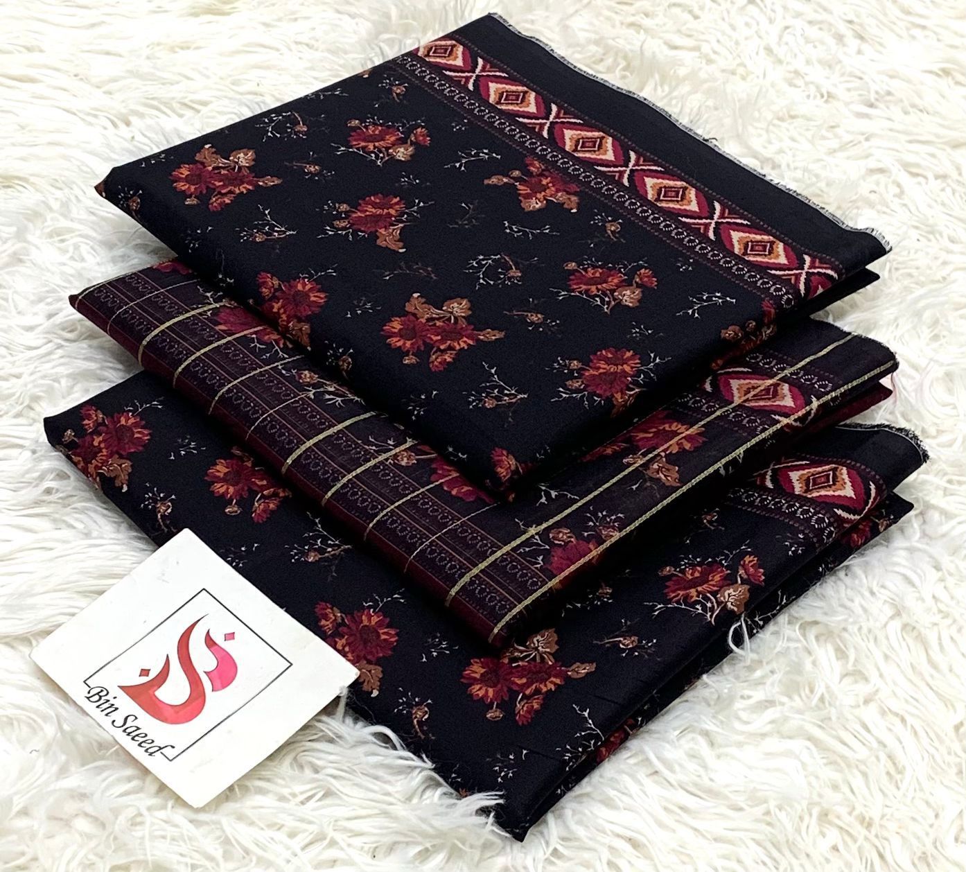 SUMMER LAWN COLLECTION  BIN SAEED BRAND UNSTITCHED BEAUTIFUL DIFFERENT PRINTED 3 PIECE