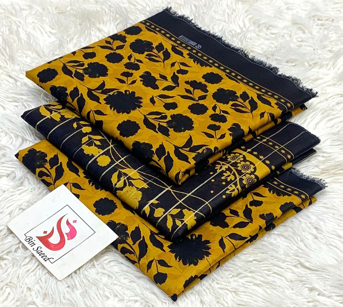 SUMMER LAWN COLLECTION  BIN SAEED BRAND UNSTITCHED BEAUTIFUL DIFFERENT PRINTED 3 PIECE