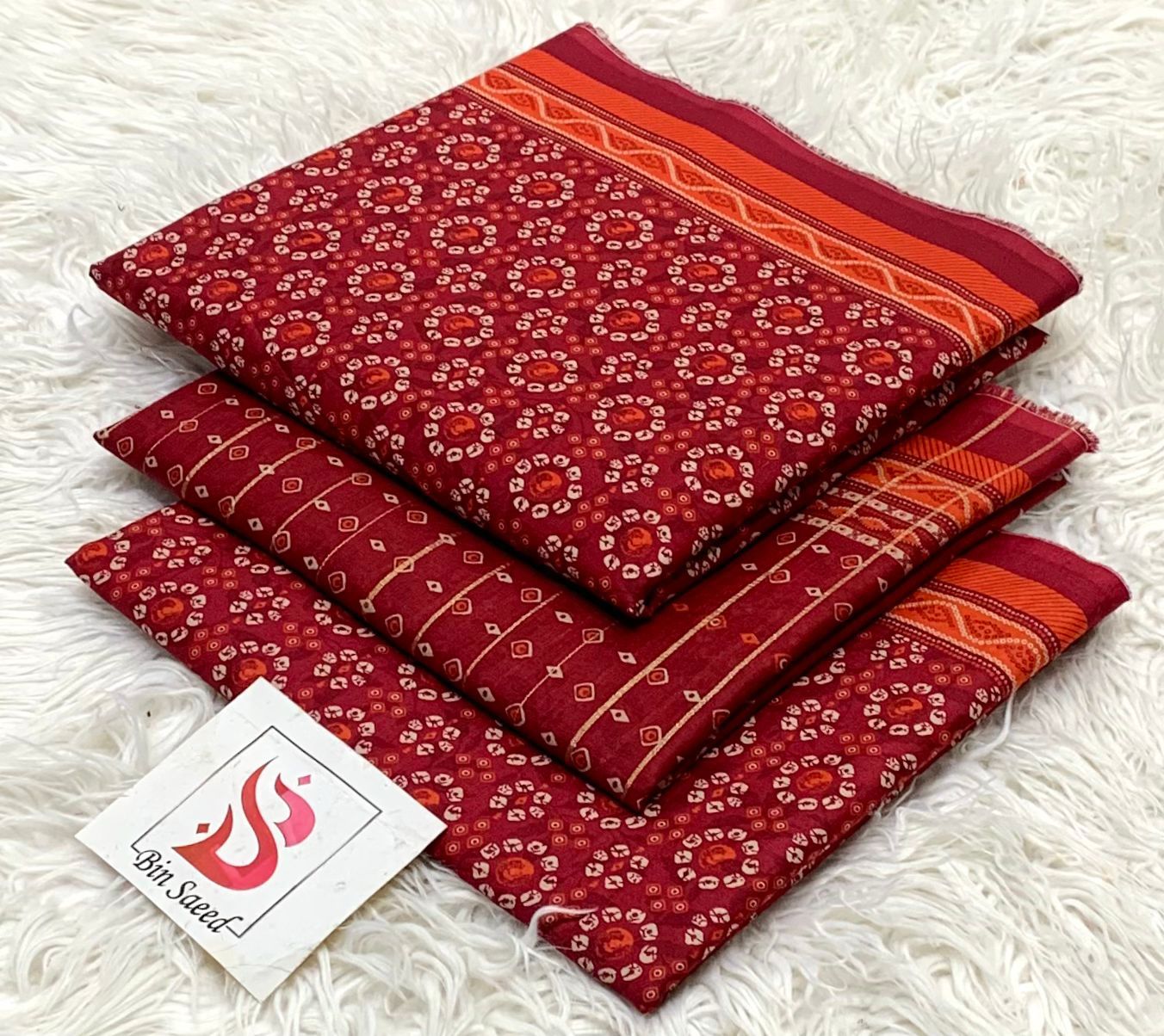 SUMMER LAWN COLLECTION  BIN SAEED BRAND UNSTITCHED BEAUTIFUL DIFFERENT PRINTED 3 PIECE