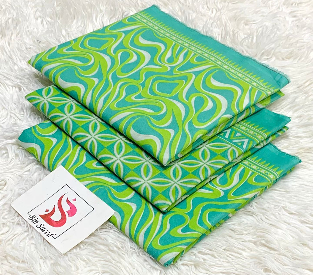 SUMMER LAWN COLLECTION  BIN SAEED BRAND UNSTITCHED BEAUTIFUL DIFFERENT PRINTED 3 PIECE