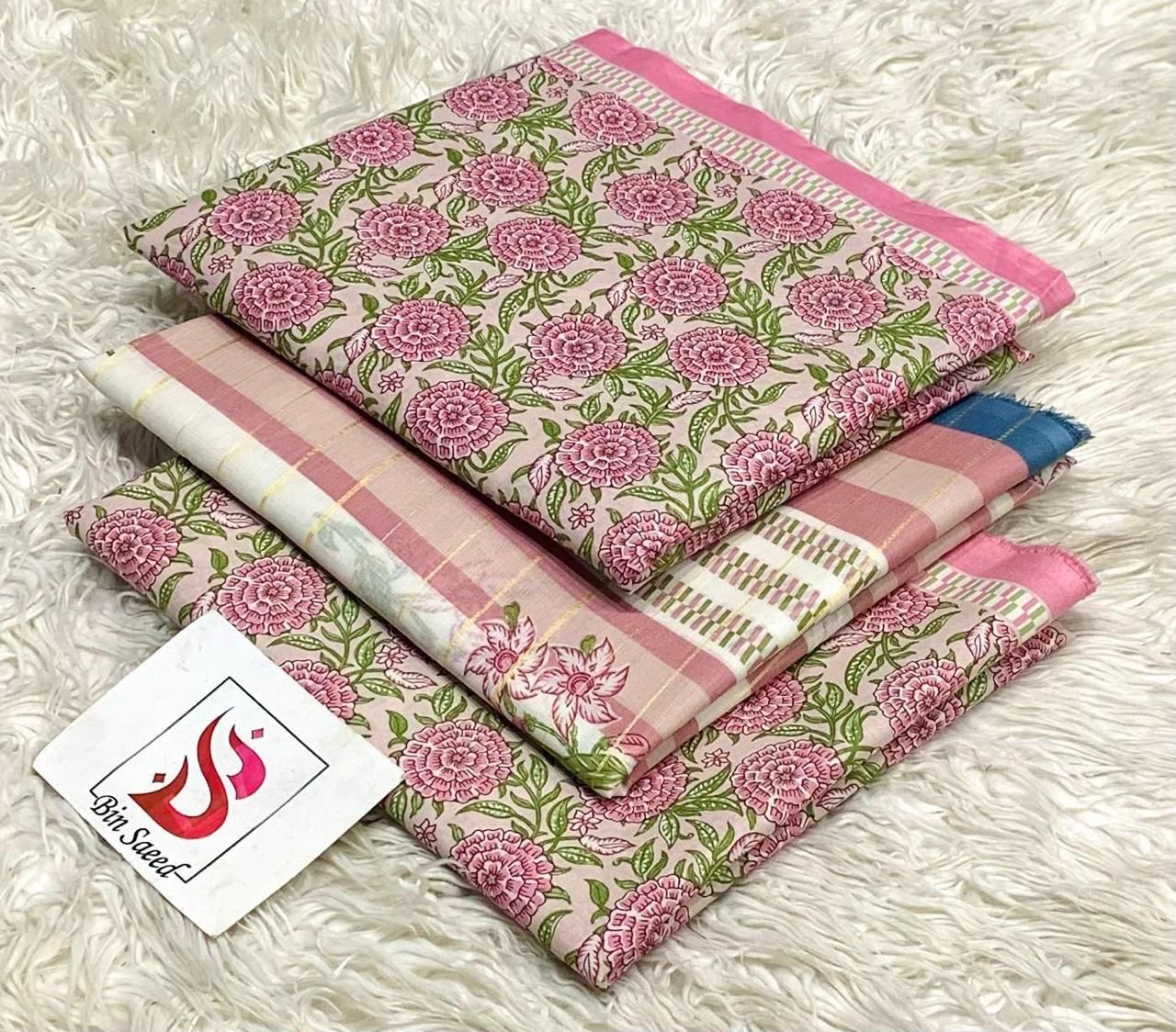 SUMMER LAWN COLLECTION  BIN SAEED BRAND UNSTITCHED BEAUTIFUL DIFFERENT PRINTED 3 PIECE