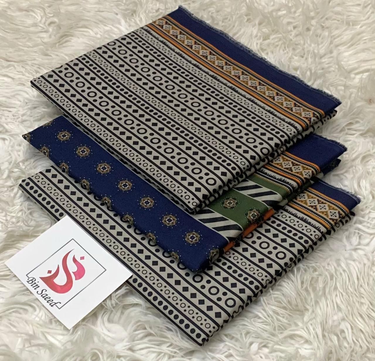 SUMMER LAWN COLLECTION  BIN SAEED BRAND UNSTITCHED BEAUTIFUL DIFFERENT PRINTED 3 PIECE