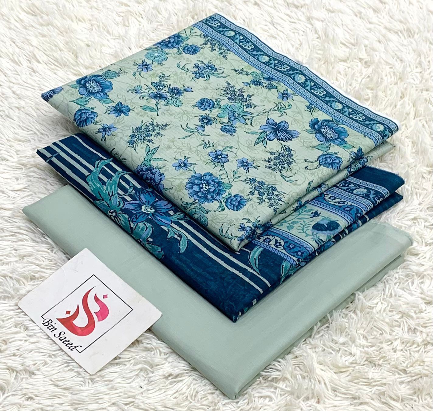 SUMMER LAWN COLLECTION  BIN SAEED BRAND UNSTITCHED BEAUTIFUL DIFFERENT PRINTED 3 PIECE