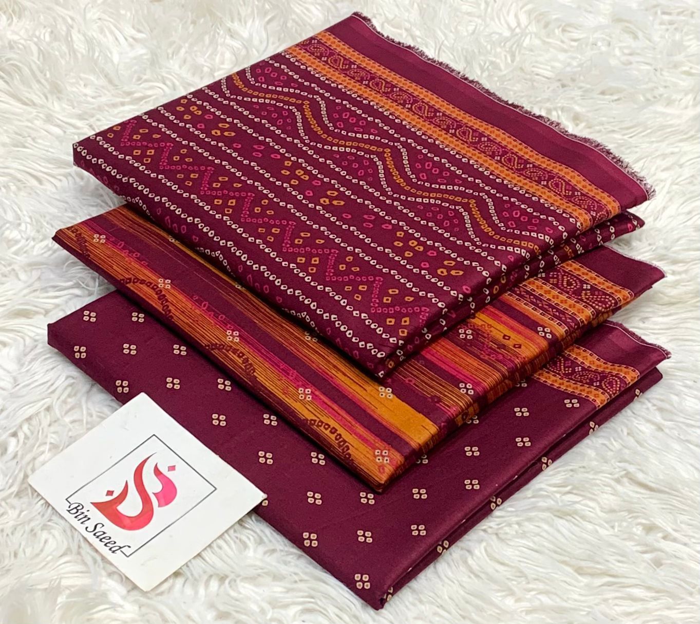 SUMMER LAWN COLLECTION  BIN SAEED BRAND UNSTITCHED BEAUTIFUL DIFFERENT PRINTED 3 PIECE