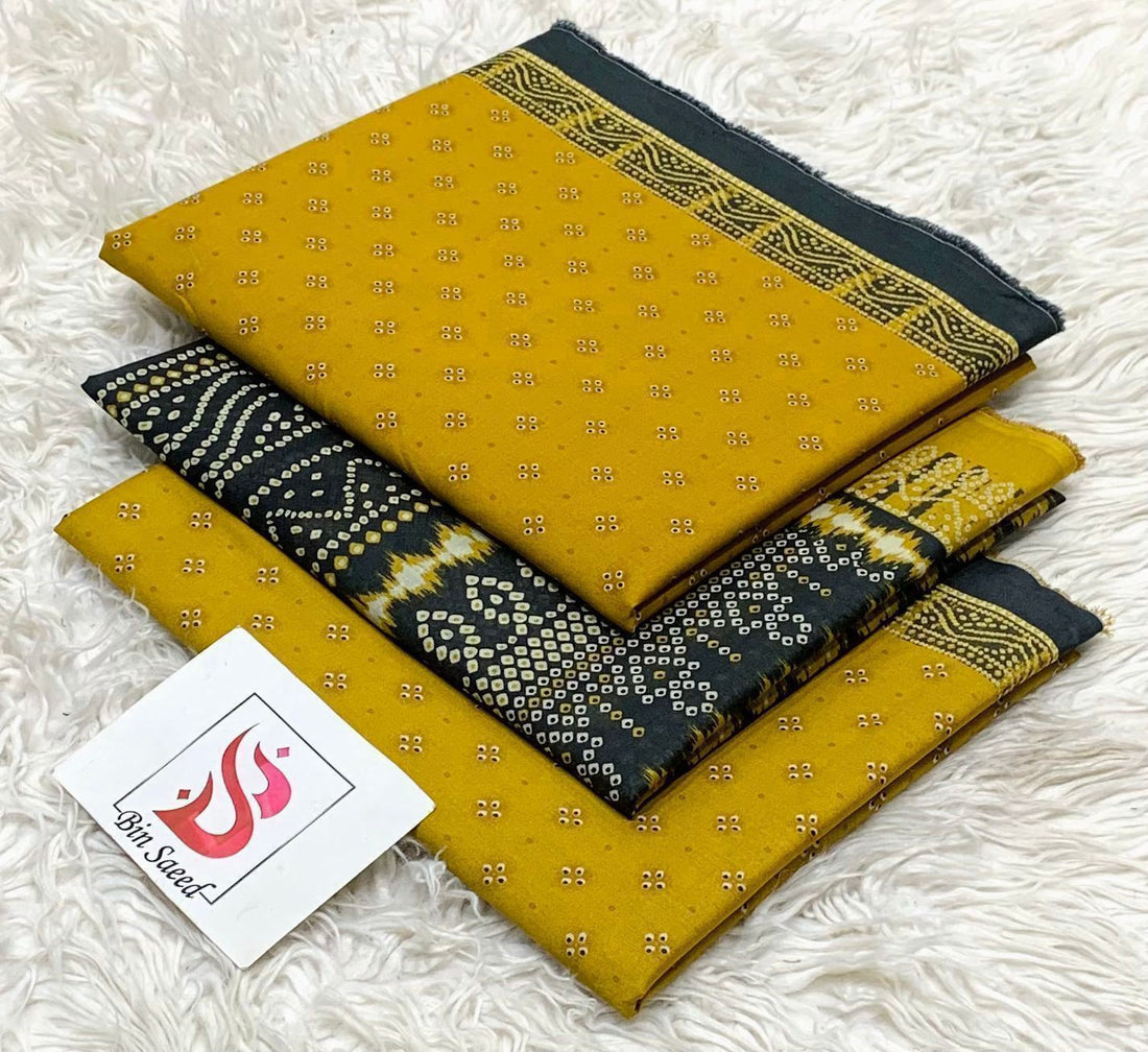 SUMMER LAWN COLLECTION  BIN SAEED BRAND UNSTITCHED BEAUTIFUL DIFFERENT PRINTED 3 PIECE