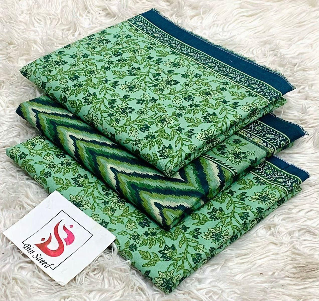 SUMMER LAWN COLLECTION  BIN SAEED BRAND UNSTITCHED BEAUTIFUL DIFFERENT PRINTED 3 PIECE