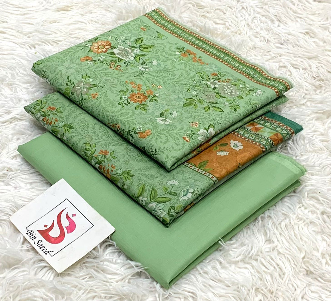 SUMMER LAWN COLLECTION  BIN SAEED BRAND UNSTITCHED BEAUTIFUL DIFFERENT PRINTED 3 PIECE