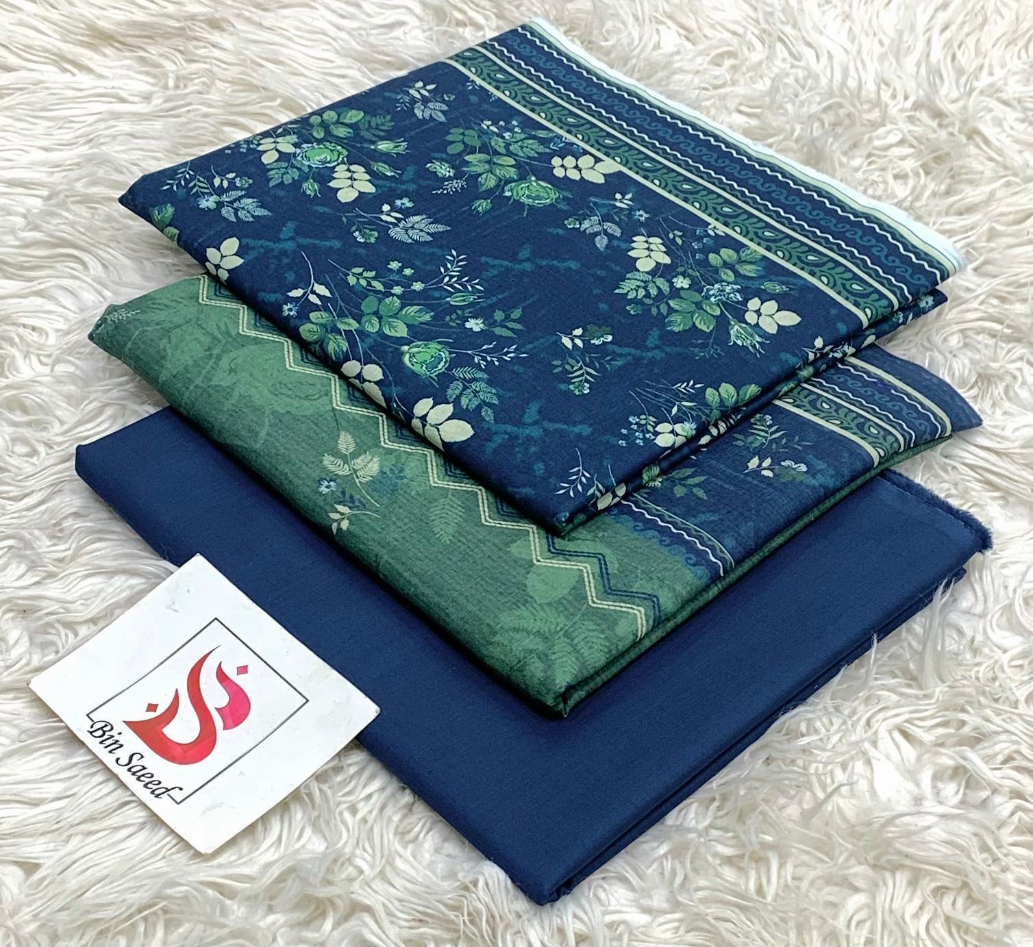 SUMMER LAWN COLLECTION  BIN SAEED BRAND UNSTITCHED BEAUTIFUL DIFFERENT PRINTED 3 PIECE