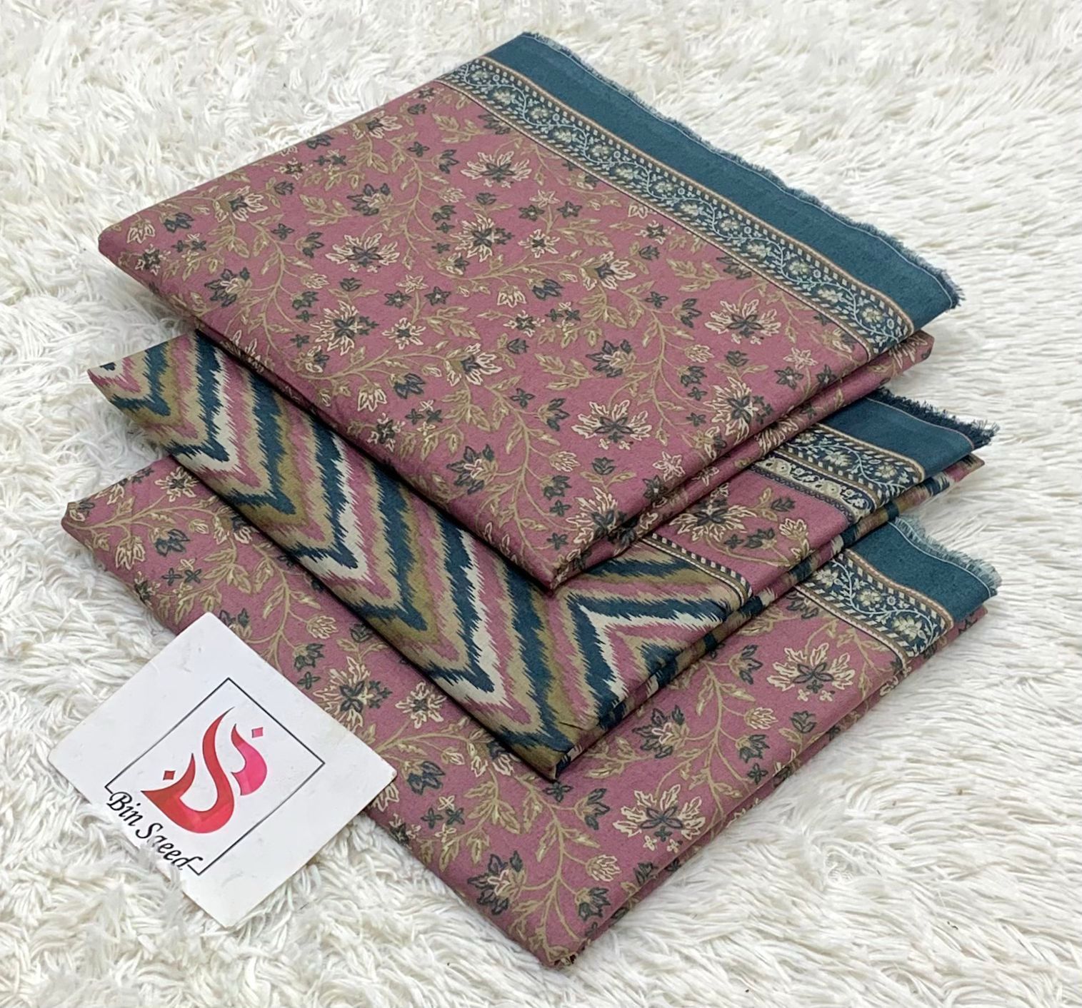 SUMMER LAWN COLLECTION  BIN SAEED BRAND UNSTITCHED BEAUTIFUL DIFFERENT PRINTED 3 PIECE