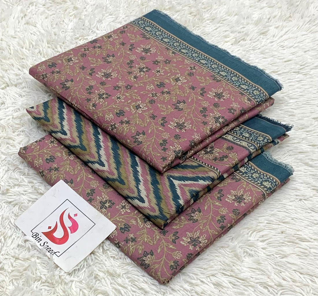 SUMMER LAWN COLLECTION  BIN SAEED BRAND UNSTITCHED BEAUTIFUL DIFFERENT PRINTED 3 PIECE