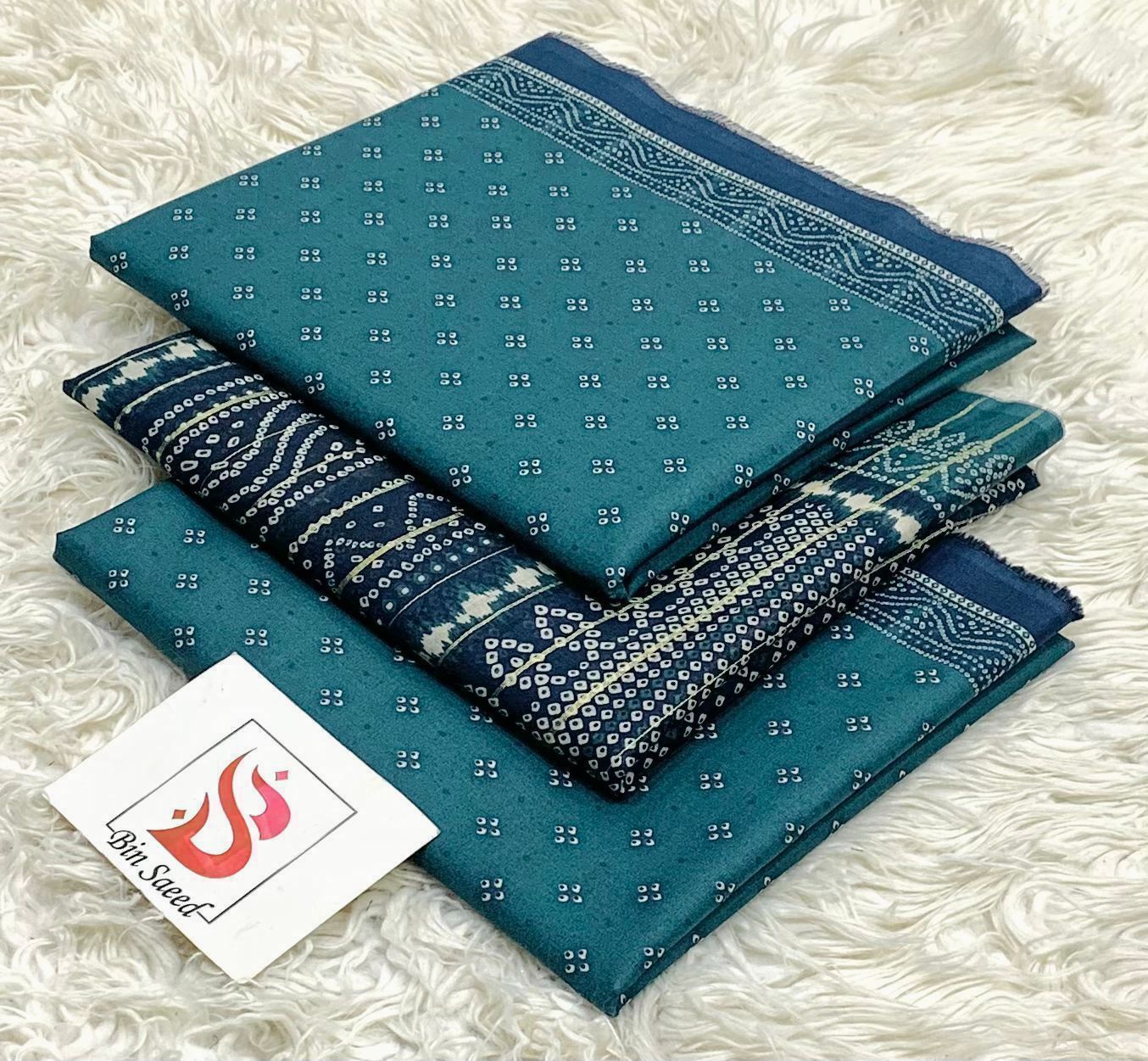 SUMMER LAWN COLLECTION  BIN SAEED BRAND UNSTITCHED BEAUTIFUL DIFFERENT PRINTED 3 PIECE