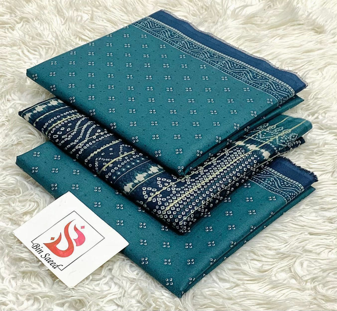 SUMMER LAWN COLLECTION  BIN SAEED BRAND UNSTITCHED BEAUTIFUL DIFFERENT PRINTED 3 PIECE