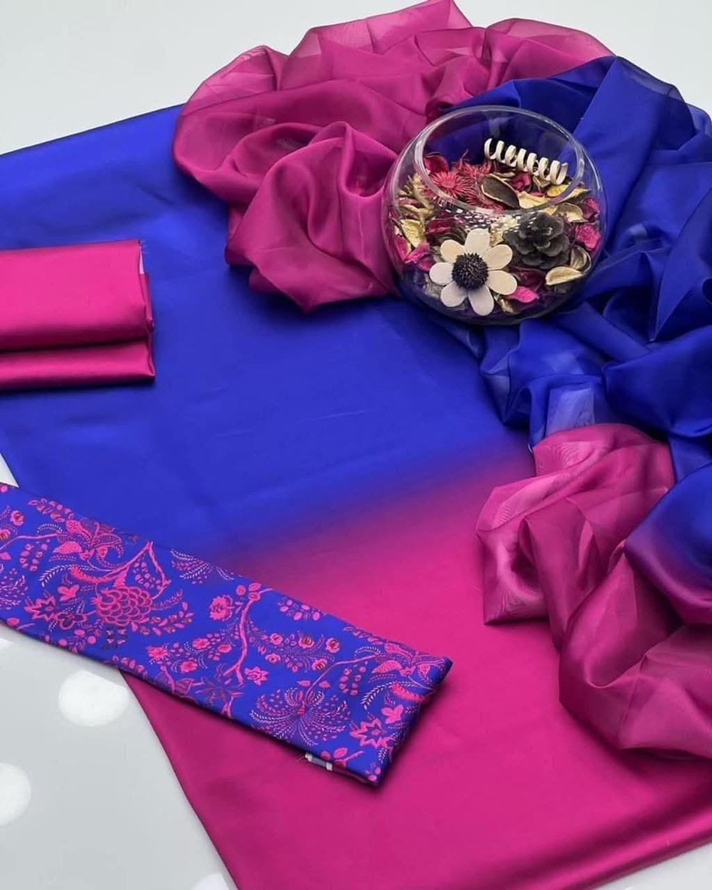 LULUSAR UNSTITCHED 3 PIECE SILK DRESS