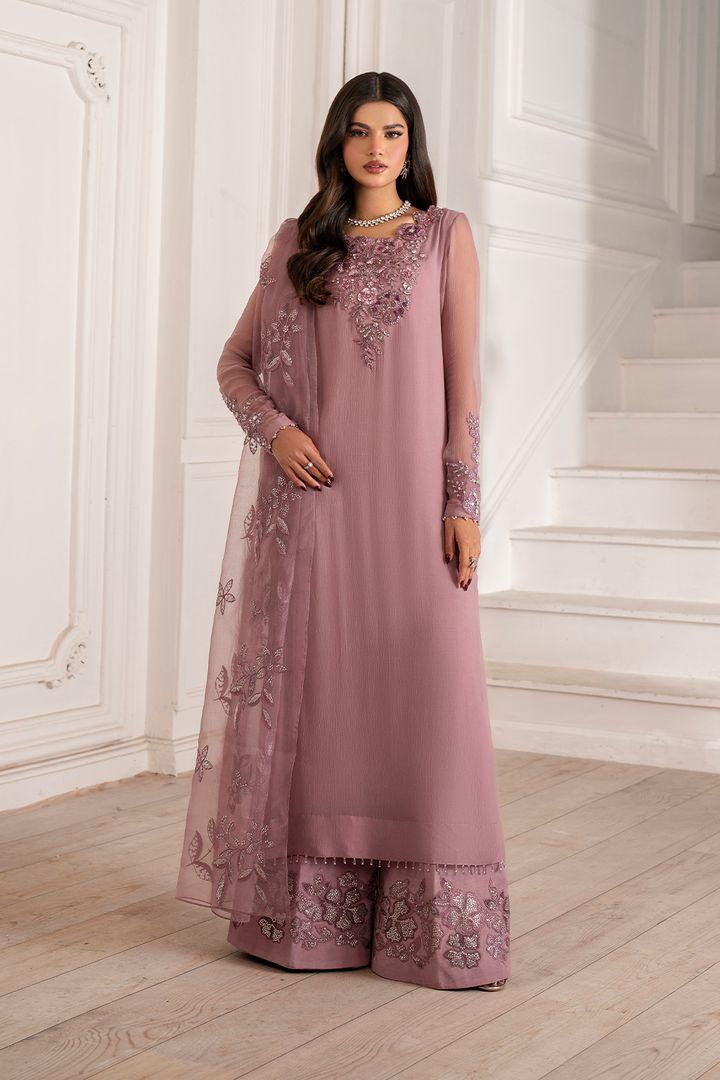IZNIK INSPIRED-HEAVY EMBROIDERED CHIFFON AND ORGENZA 3 PIECE