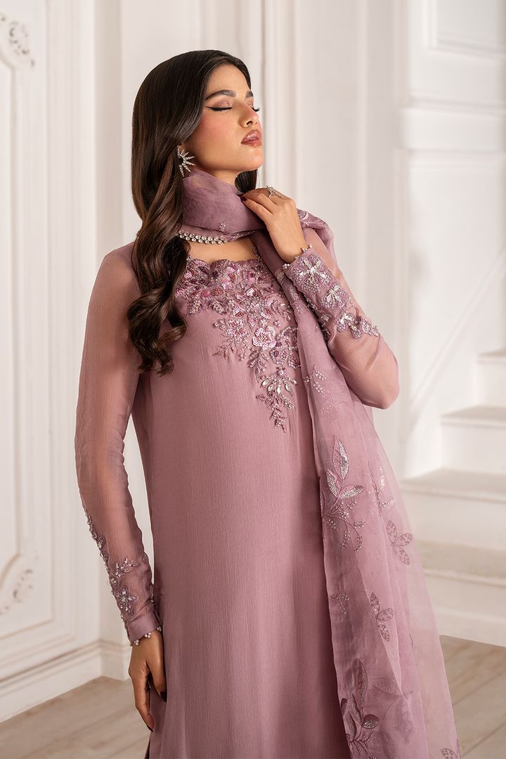 IZNIK INSPIRED-HEAVY EMBROIDERED CHIFFON AND ORGENZA 3 PIECE