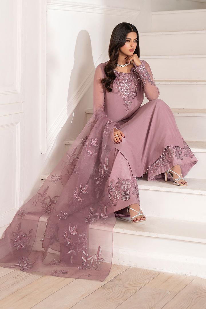 IZNIK INSPIRED-HEAVY EMBROIDERED CHIFFON AND ORGENZA 3 PIECE