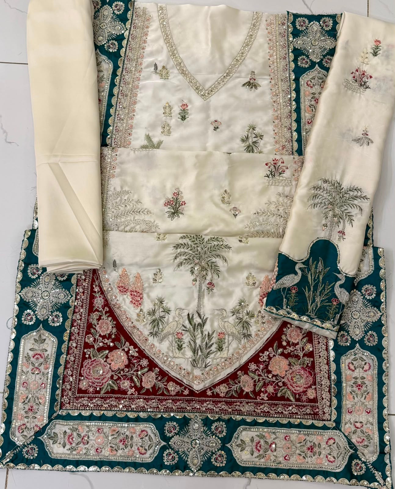 Ethnic Inspired – Heavy Embroidered Silk Kaftan (2-Piece Unstitched)
