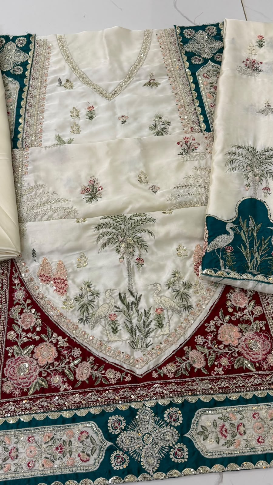 Ethnic Inspired – Heavy Embroidered Silk Kaftan (2-Piece Unstitched)