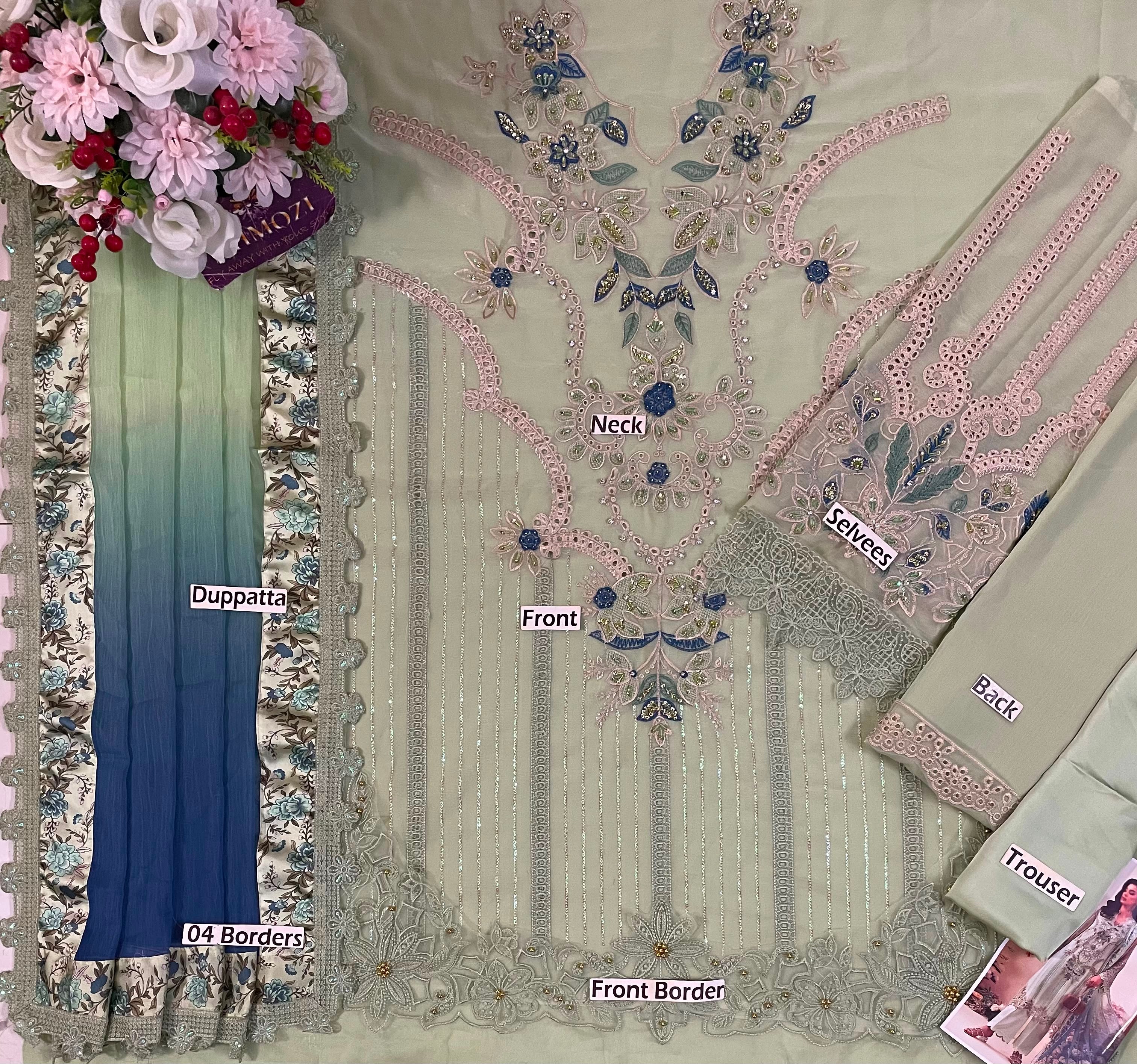 Maria B. Embroidered Chiffon Suit – Unstitched Collection