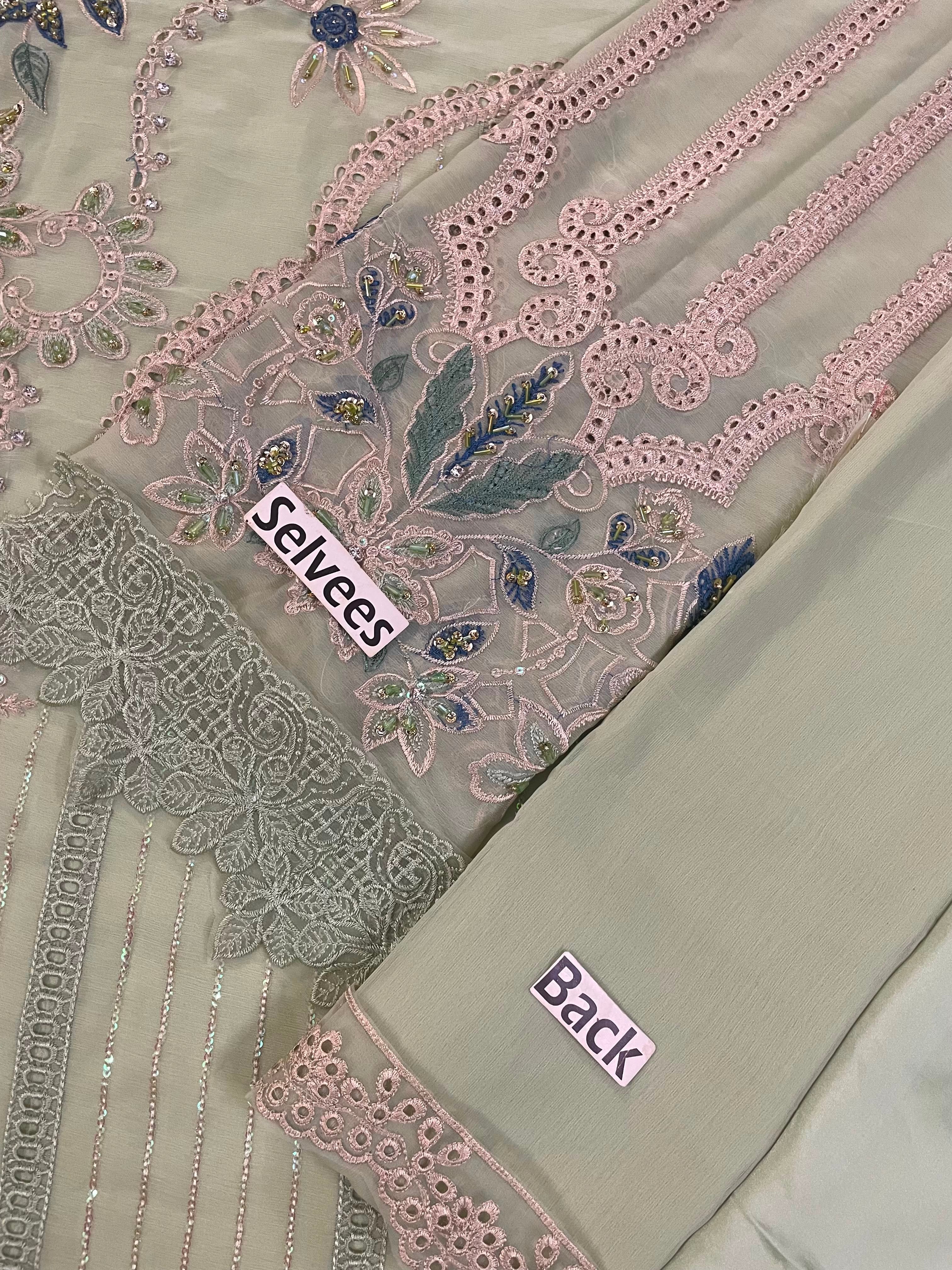 Maria B. Embroidered Chiffon Suit – Unstitched Collection