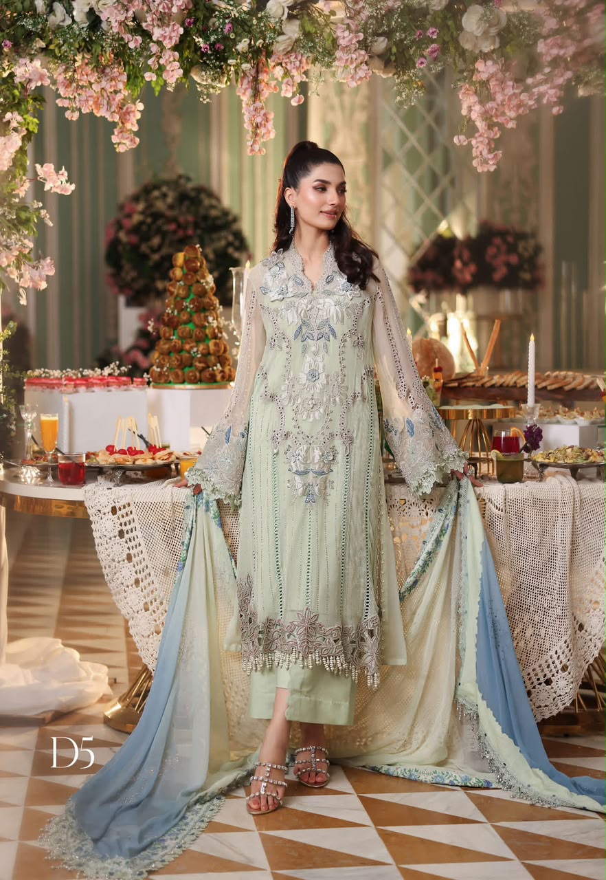Maria B. Embroidered Chiffon Suit – Unstitched Collection